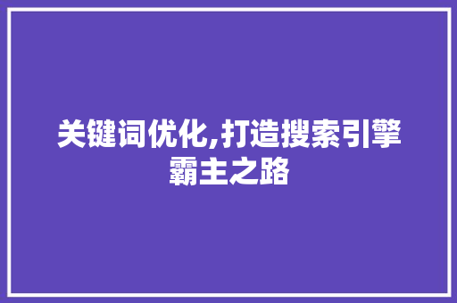 关键词优化,打造搜索引擎霸主之路