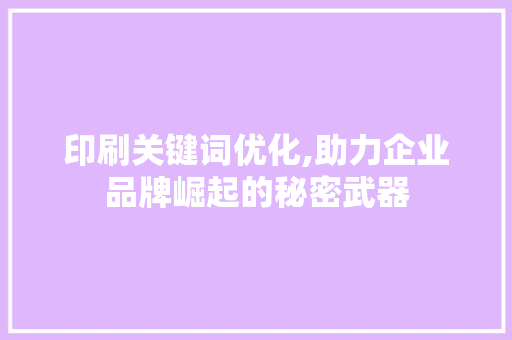 印刷关键词优化,助力企业品牌崛起的秘密武器 SEO教程