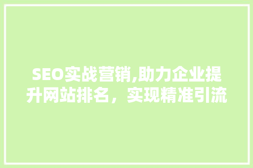 SEO实战营销,助力企业提升网站排名，实现精准引流