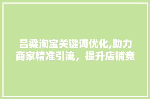 吕梁淘宝关键词优化,助力商家精准引流，提升店铺竞争力 建站教程