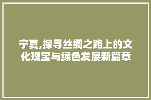 宁夏,探寻丝绸之路上的文化瑰宝与绿色发展新篇章