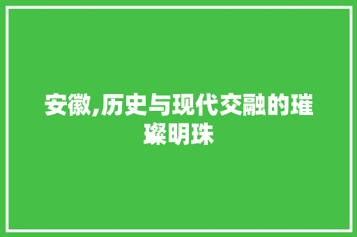安徽,历史与现代交融的璀璨明珠