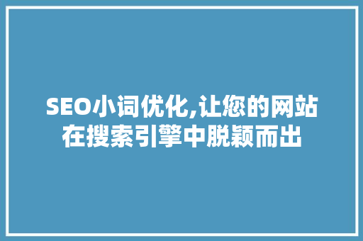 SEO小词优化,让您的网站在搜索引擎中脱颖而出
