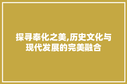 探寻奉化之美,历史文化与现代发展的完美融合