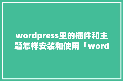 wordpress里的插件和主题怎样安装和使用「wordpress模板怎么安装」 WordPress教程