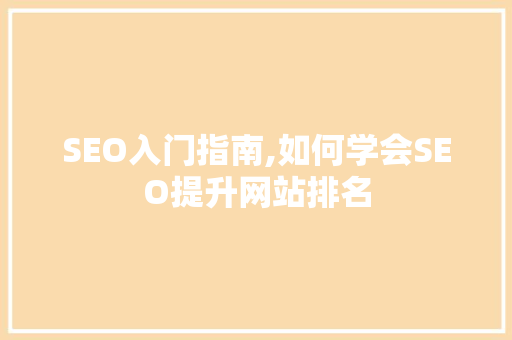 SEO入门指南,如何学会SEO提升网站排名
