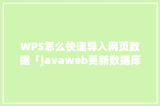 WPS怎么快速导入网页数据「javaweb更新数据库的语句」 SEO教程