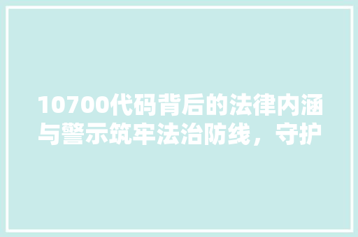 10700代码背后的法律内涵与警示筑牢法治防线，守护公平正义