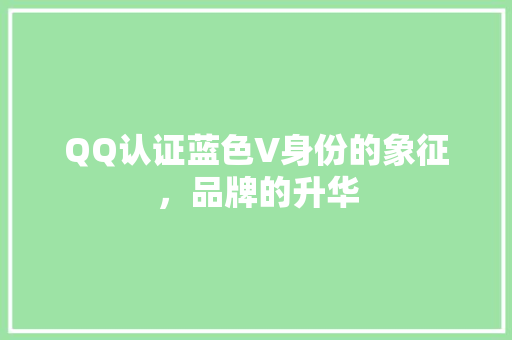 QQ认证蓝色V身份的象征，品牌的升华 WordPress教程