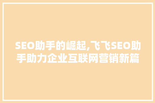 SEO助手的崛起,飞飞SEO助手助力企业互联网营销新篇章