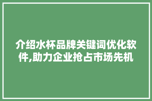 介绍水杯品牌关键词优化软件,助力企业抢占市场先机