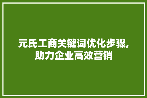 元氏工商关键词优化步骤,助力企业高效营销