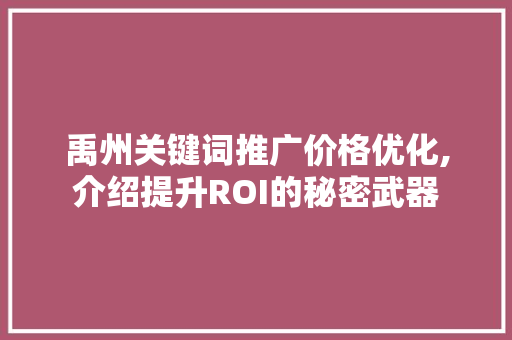 禹州关键词推广价格优化,介绍提升ROI的秘密武器