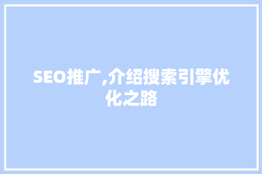 SEO推广,介绍搜索引擎优化之路