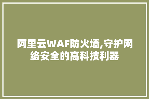 阿里云WAF防火墙,守护网络安全的高科技利器