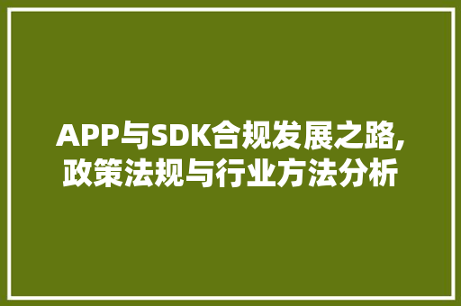 APP与SDK合规发展之路,政策法规与行业方法分析 SEO教程