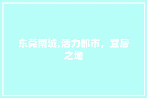 东莞南城,活力都市，宜居之地