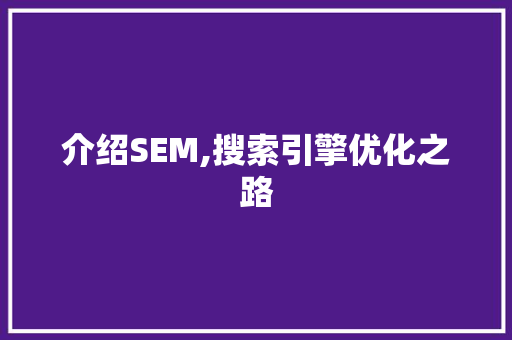 介绍SEM,搜索引擎优化之路