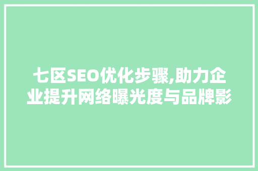 七区SEO优化步骤,助力企业提升网络曝光度与品牌影响力 Web前端