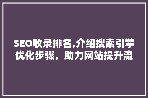 SEO收录排名,介绍搜索引擎优化步骤，助力网站提升流量
