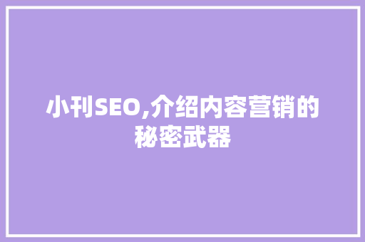 小刊SEO,介绍内容营销的秘密武器