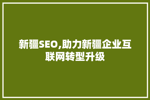 新疆SEO,助力新疆企业互联网转型升级