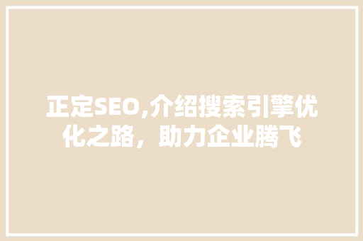 正定SEO,介绍搜索引擎优化之路，助力企业腾飞
