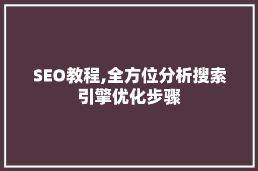 SEO教程,全方位分析搜索引擎优化步骤
