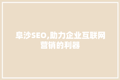 阜沙SEO,助力企业互联网营销的利器 WordPress教程