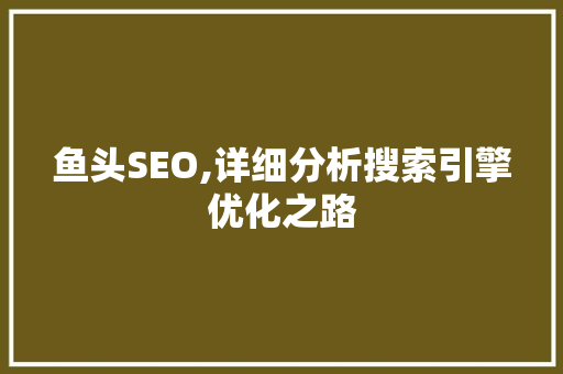 鱼头SEO,详细分析搜索引擎优化之路