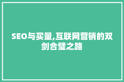 SEO与买量,互联网营销的双剑合璧之路 建站教程