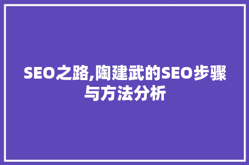 SEO之路,陶建武的SEO步骤与方法分析