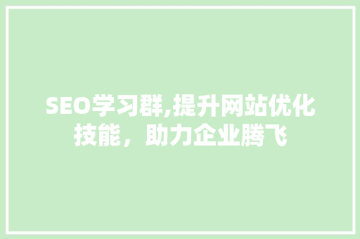 SEO学习群,提升网站优化技能，助力企业腾飞