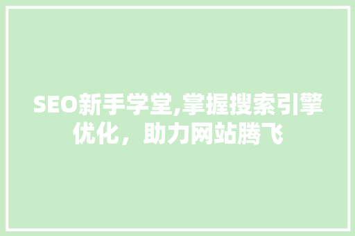 SEO新手学堂,掌握搜索引擎优化，助力网站腾飞