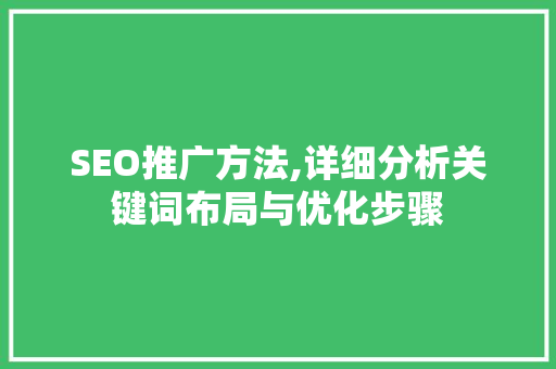 SEO推广方法,详细分析关键词布局与优化步骤 SEO教程