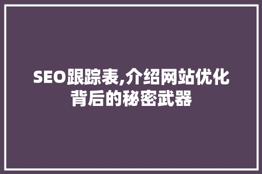 SEO跟踪表,介绍网站优化背后的秘密武器