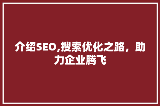 介绍SEO,搜索优化之路，助力企业腾飞