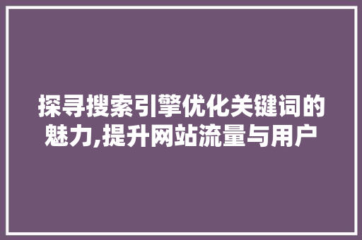探寻搜索引擎优化关键词的魅力,提升网站流量与用户体验