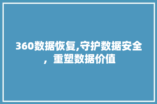 360数据恢复,守护数据安全，重塑数据价值