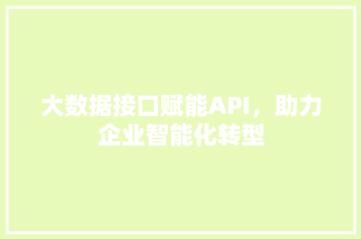大数据接口赋能API，助力企业智能化转型