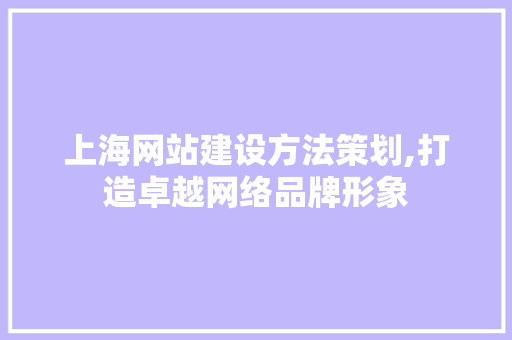 上海网站建设方法策划,打造卓越网络品牌形象 WordPress教程