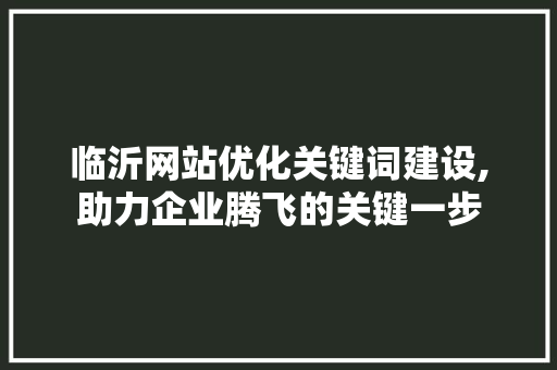 临沂网站优化关键词建设,助力企业腾飞的关键一步