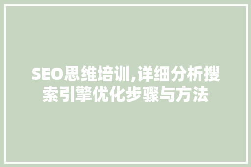 SEO思维培训,详细分析搜索引擎优化步骤与方法