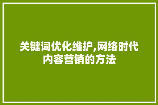 关键词优化维护,网络时代内容营销的方法