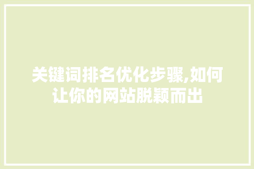 关键词排名优化步骤,如何让你的网站脱颖而出