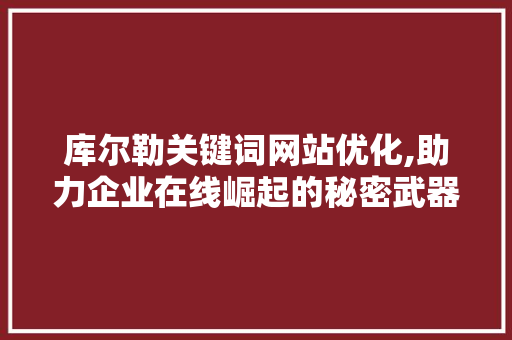库尔勒关键词网站优化,助力企业在线崛起的秘密武器