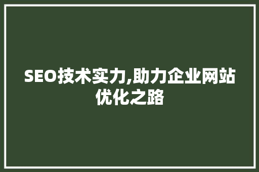 SEO技术实力,助力企业网站优化之路