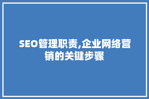 SEO管理职责,企业网络营销的关键步骤