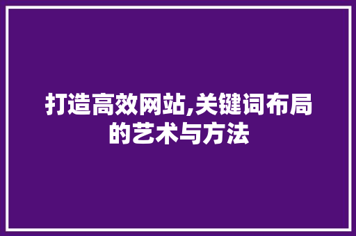 打造高效网站,关键词布局的艺术与方法