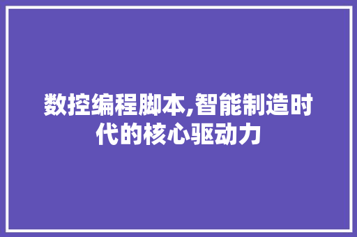 数控编程脚本,智能制造时代的核心驱动力
